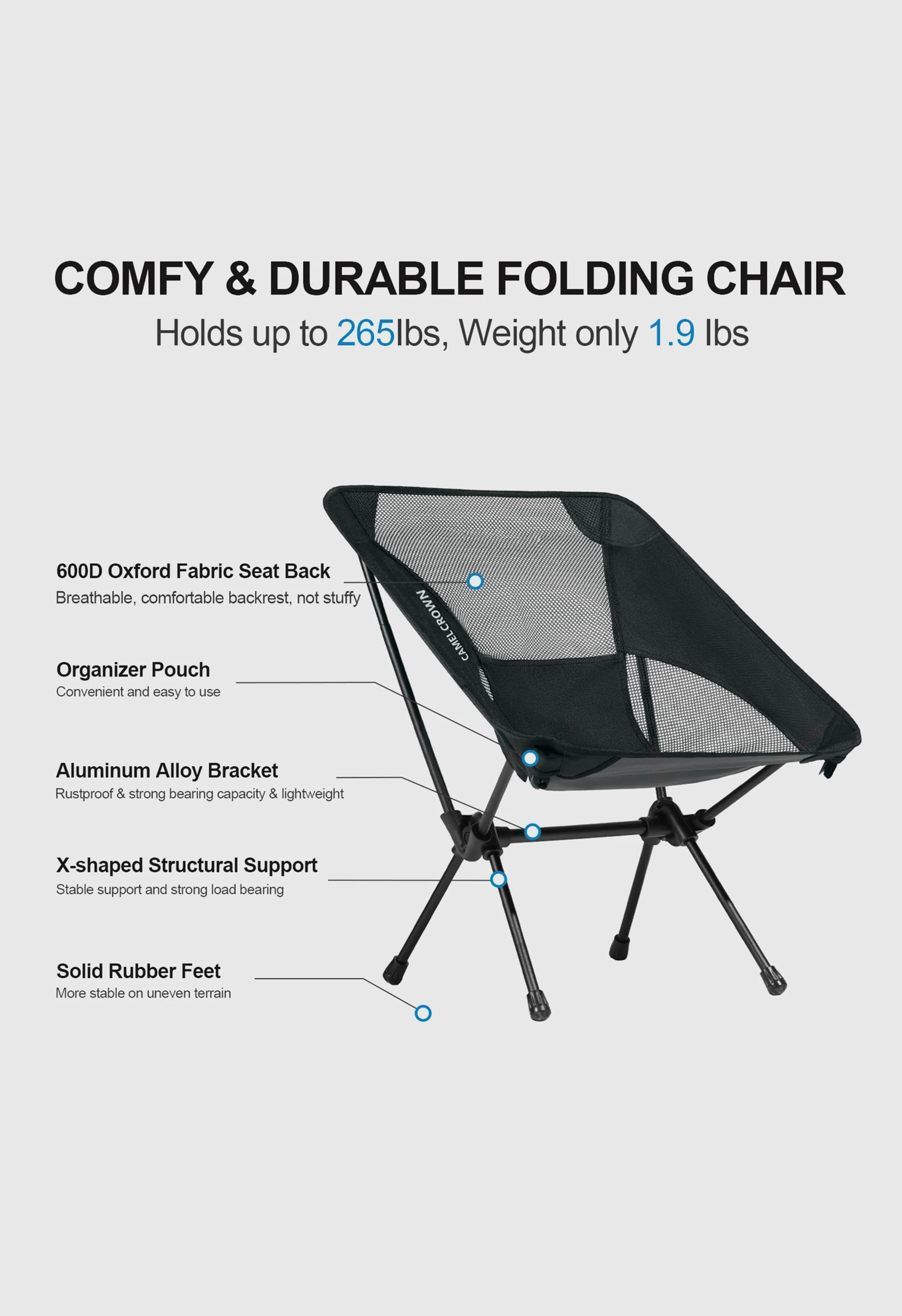 CAMEL CROWN Outdoor Lawn Hiking Beach Picnic Camping Chair - Image 3