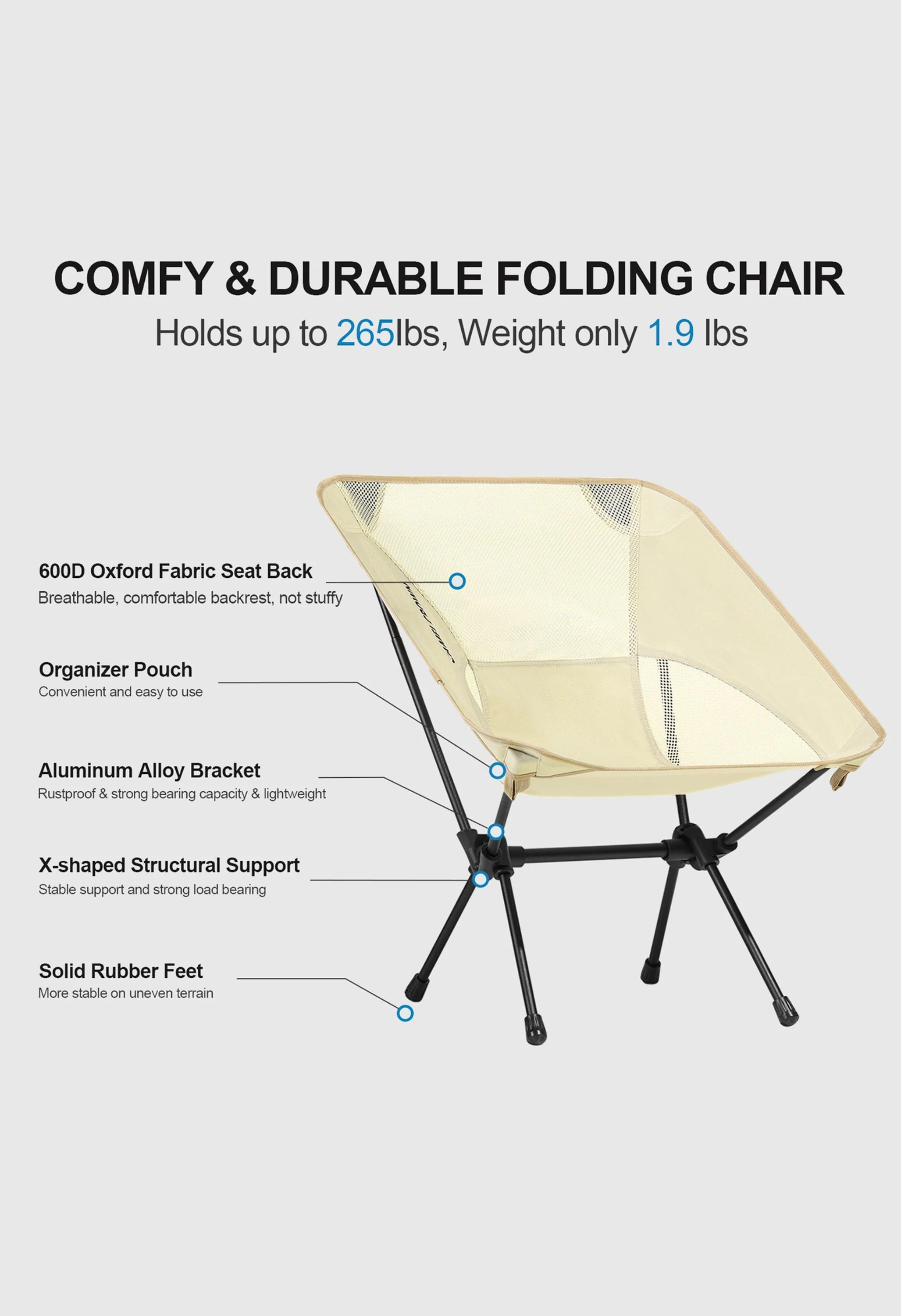 CAMEL CROWN Outdoor Lawn Hiking Beach Picnic Camping Chair - Image 3
