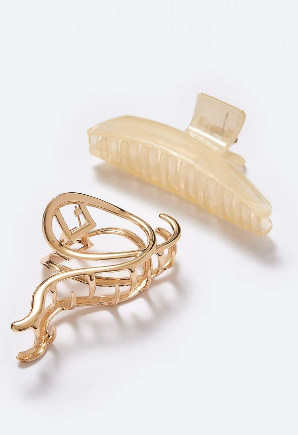 2-Pack Anika Metal Ribbon And Cream Hair Claws - Image 3