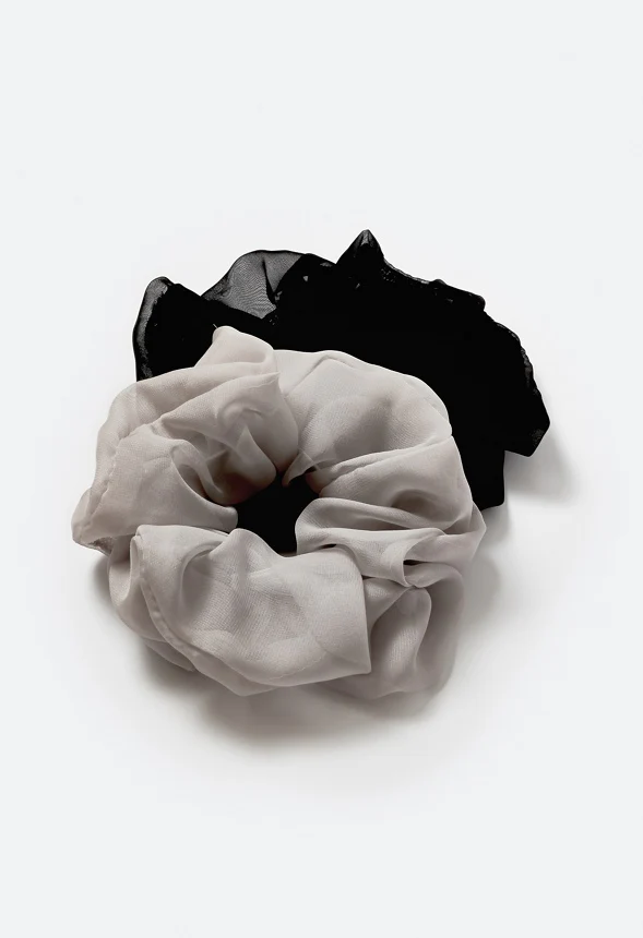2-Pack Ava Chiffon Fabric Hair Scrunchies - Image 3