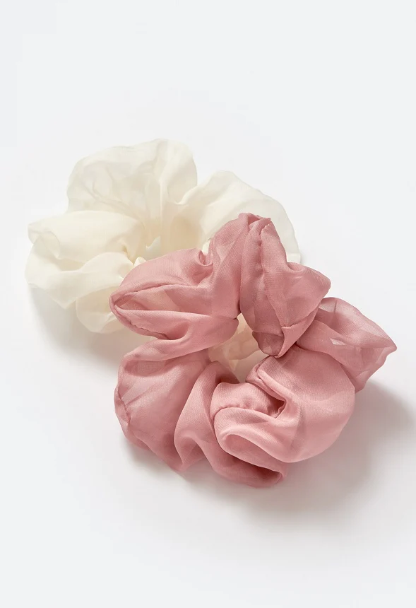 2-Pack Ava Chiffon Fabric Hair Scrunchies - Image 3