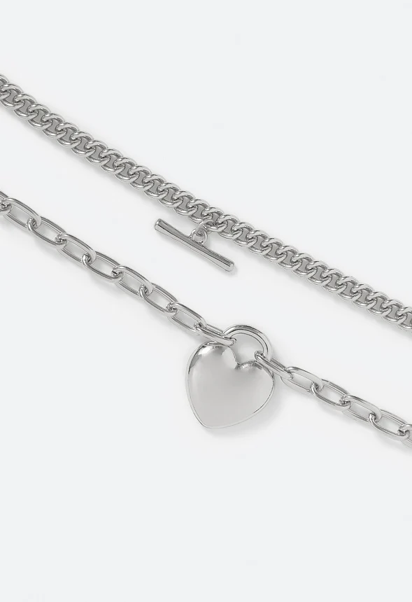 2-Pack Bria Heart and T-Bar Chain Bracelet Set - Image 3