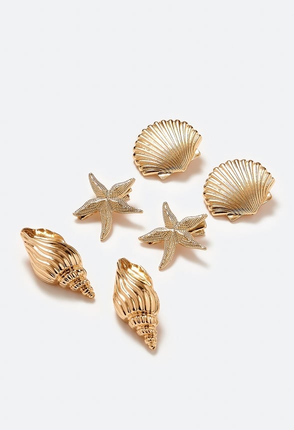 3-Pack Dori Shell And Starfish Metal Hair Slides - Image 3