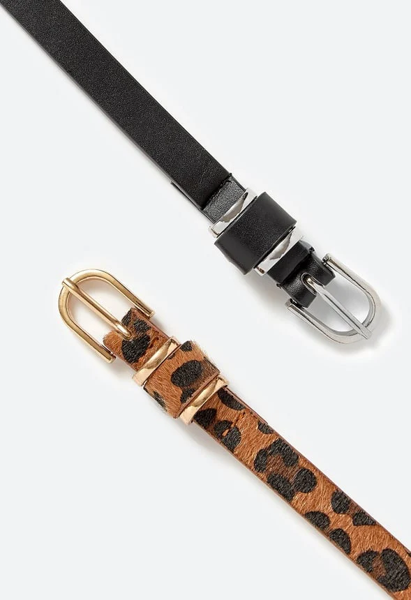 2-Pack Nell Animal Print And Black Belts - Image 3