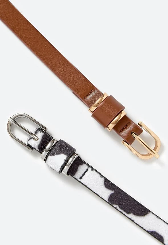 2-Pack Niki Cow Print And Brown Belts - Image 3