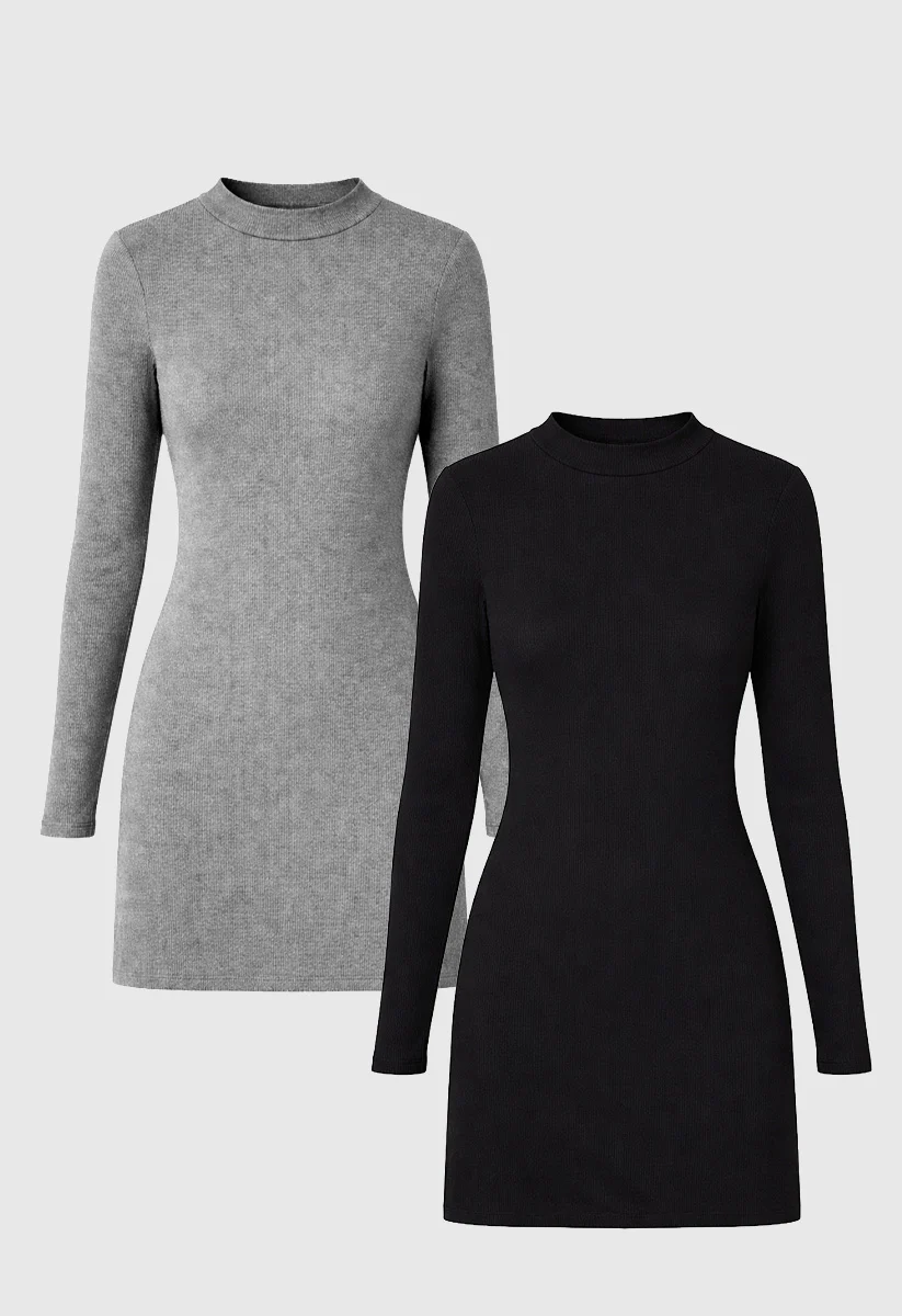 2-Pack Seamless Ribbed Mini Dress - Image 2