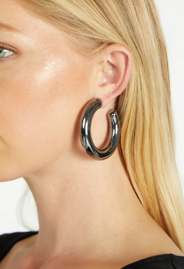 2-Pair Pack Magda Mixed Plating Hoop Earrings - Image 2