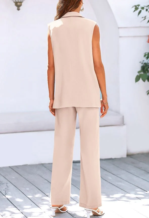 2-Piece Blazer  Suit Vest and Wide Leg Pants  Set - Image 3