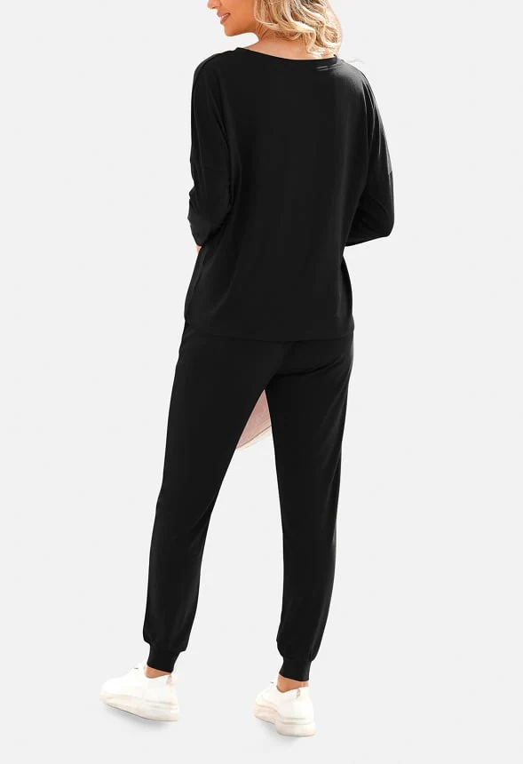 2-Piece Lounge Outfit Crewneck and Pants Set Tracksuit - Image 2