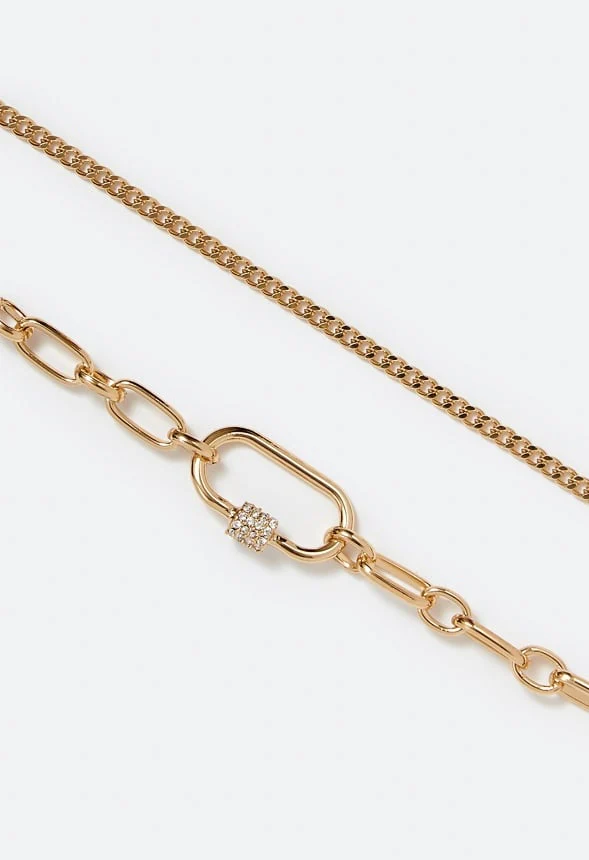 2-Row Sue Chain Necklace With Pave Detail Clasp - Image 3