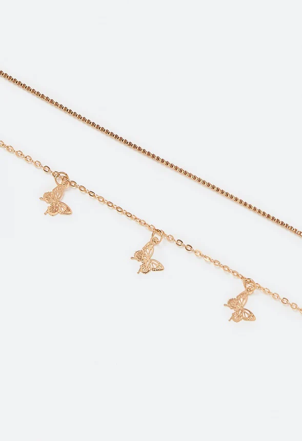 2-Rows Ela Belly Chain With Butterfly Charms - Image 3