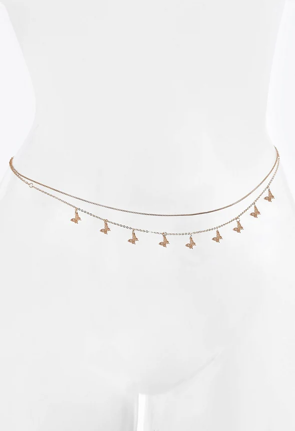 2-Rows Ela Belly Chain With Butterfly Charms - Image 4