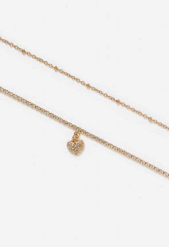 2-Rows Ivy Cupchain Belly Chain With Heart Drops - Image 2