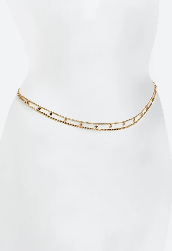 2-Rows Jane Fine Chains Belly Chain With Crystals - Image 3