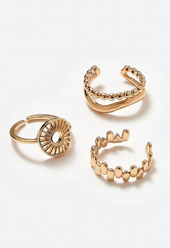 3-Pack Brie Open Back Boho Metal Rings - Image 3