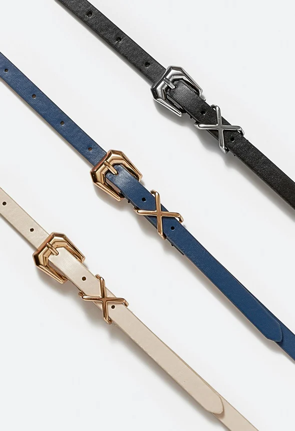 3-Pack Erin Metal Criss Cross Detail Jean Belts - Image 3