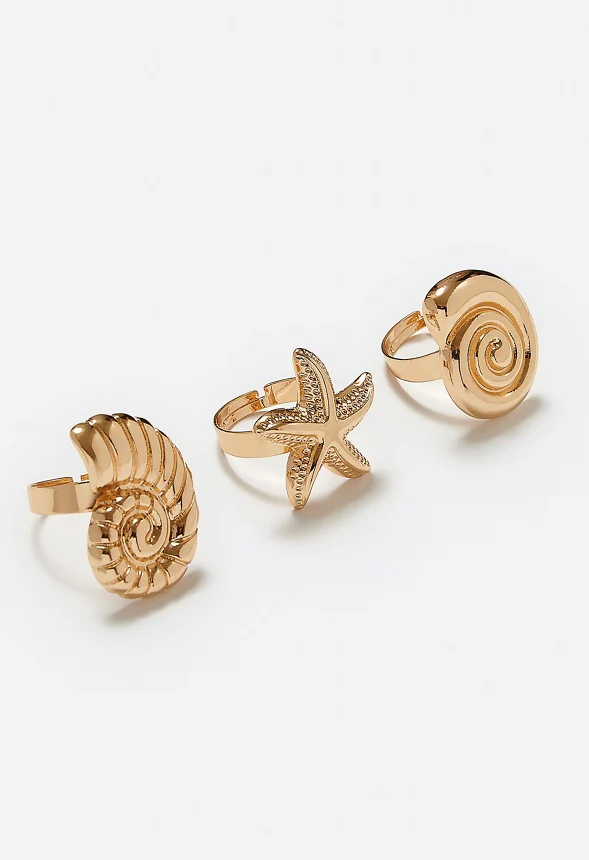 3-Pack Naya Adjustable Mix Metal Shell Rings - Image 3