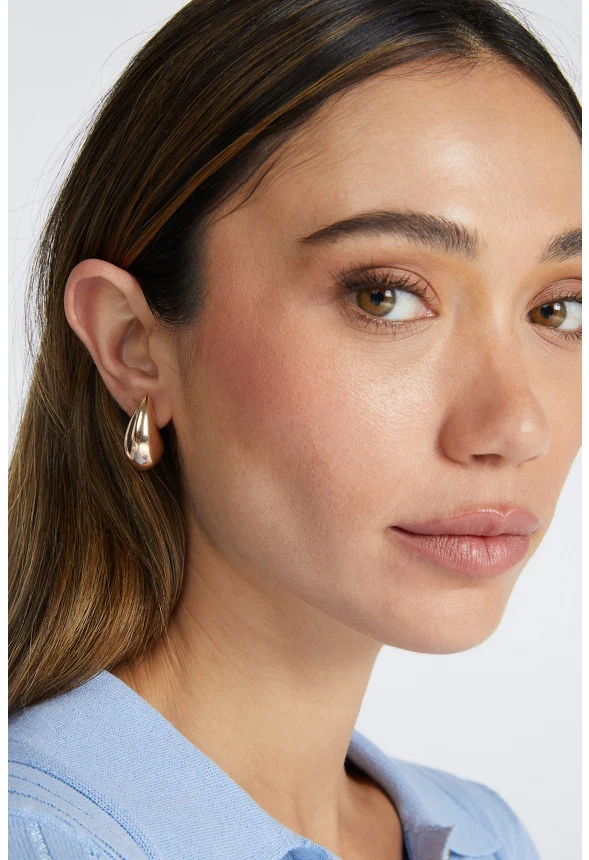 3-Pair Luz Molten Teardrop Door Knocker & Flower Studs Earrings - Image 2