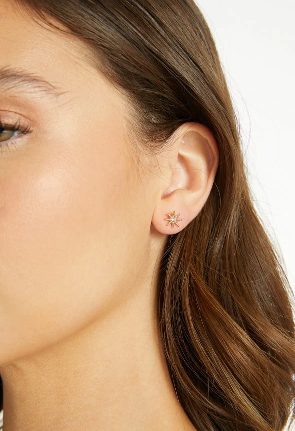 3-Pair Mia Glass Stones Fine Stud Earrings Pack - Image 2