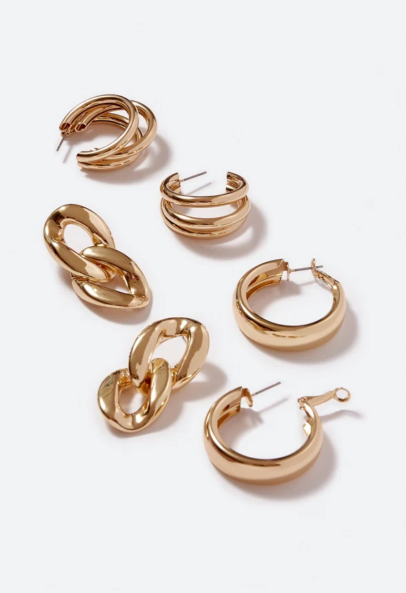 3-Pair Pack Livia Metal Mix Earrings - Image 3