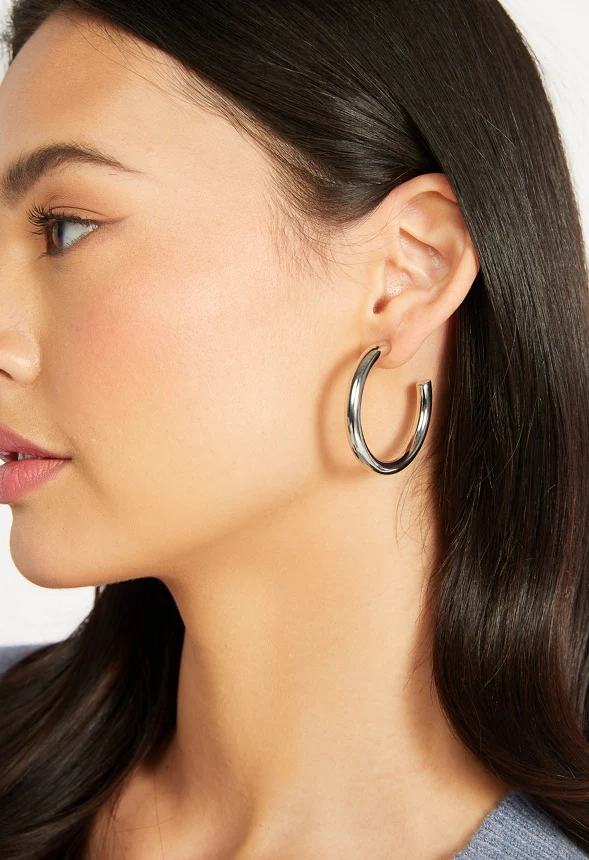 3-Pair Pack Zara Smooth Hoop Earrings - Image 2