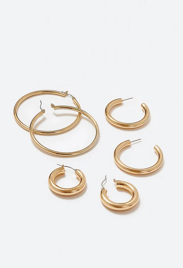 3-Pairs Sadie Mix Hoop Earrings Pack - Image 3