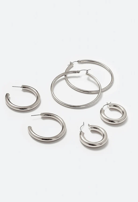 3-Pairs Sadie Mix Hoop Earrings Pack - Image 3