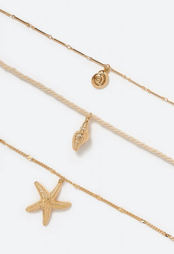 3-Row Bia Necklace With Starfish Drop And Beads - Image 3