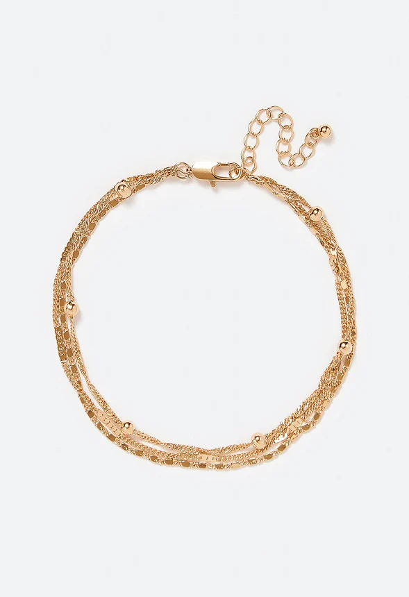 3-Rows Jada Mix Delicate Chains Anklet - Image 2