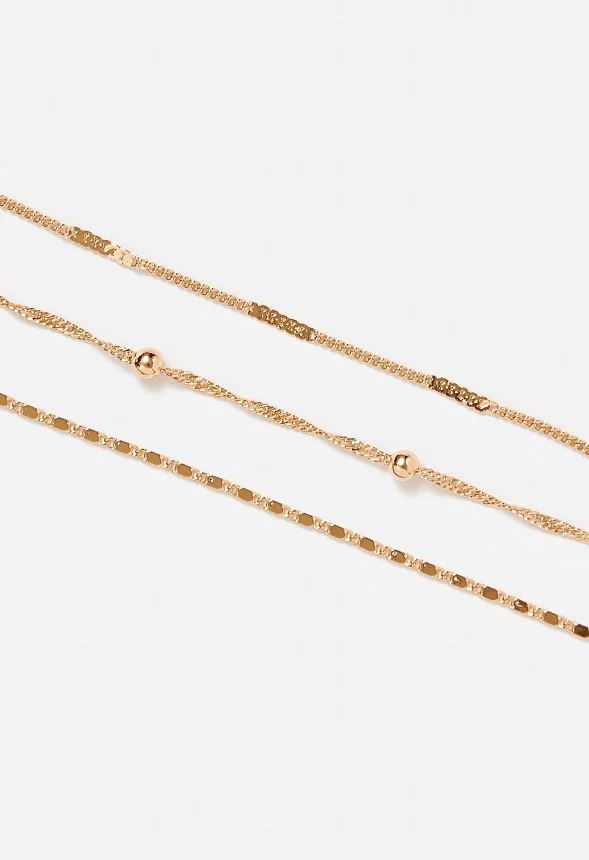 3-Rows Jada Mix Delicate Chains Anklet - Image 3
