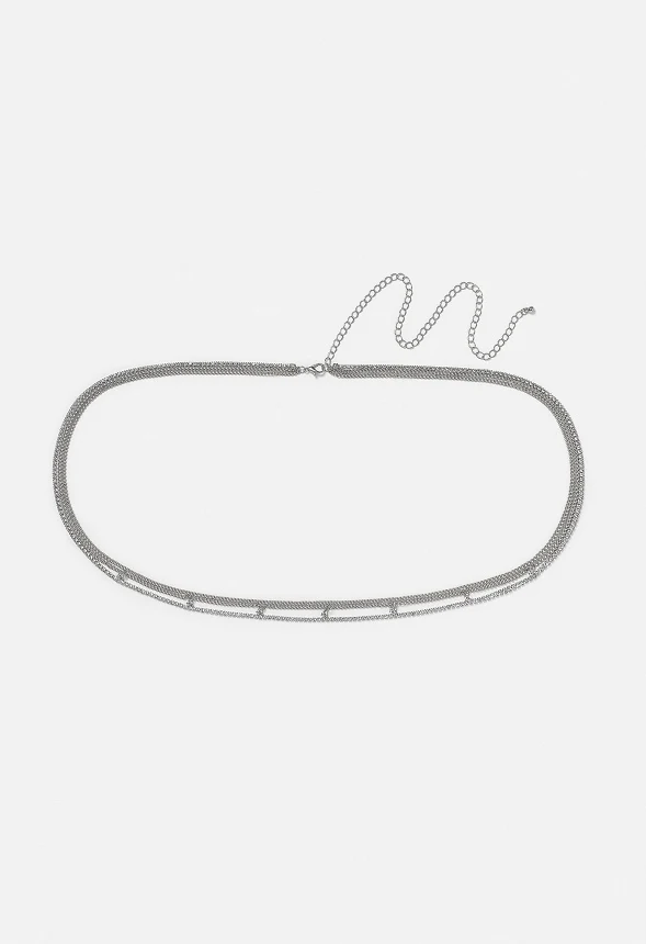 3-Rows Jana Fine Belly Chain With Glass Rhinestone Drops - Image 2