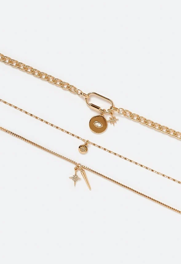 3-Rows Kate Necklace With Mix Charms And Carabiner Clasp - Image 3