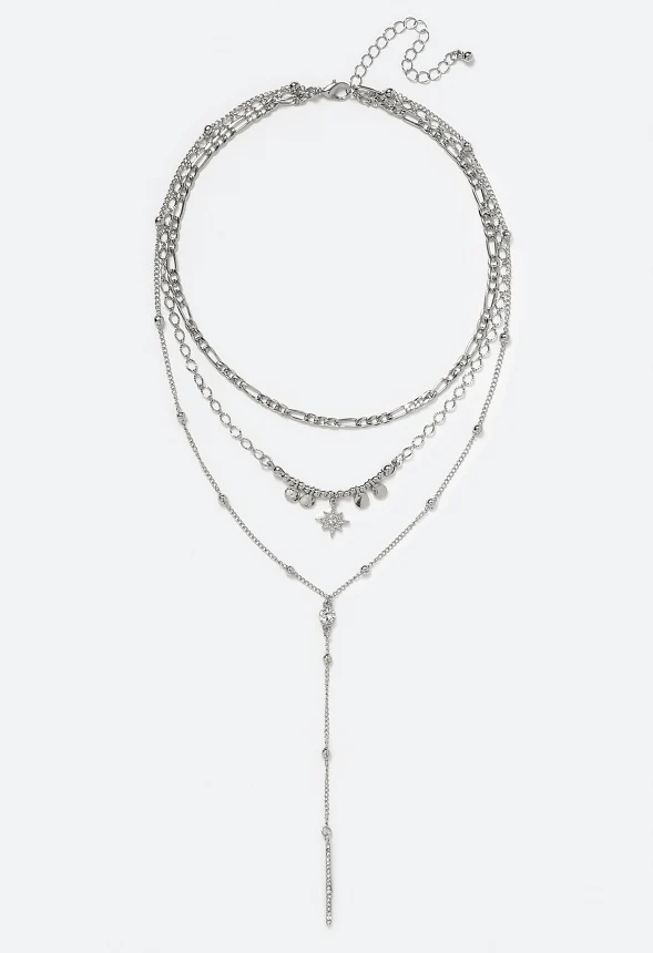 3-Rows Tess Layered Necklace With Celestial Charms - Image 2