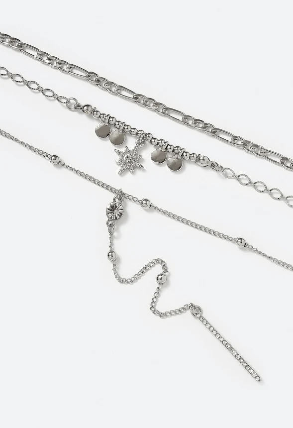 3-Rows Tess Layered Necklace With Celestial Charms - Image 3