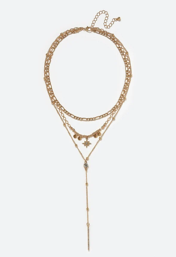 3-Rows Tess Layered Necklace With Celestial Charms