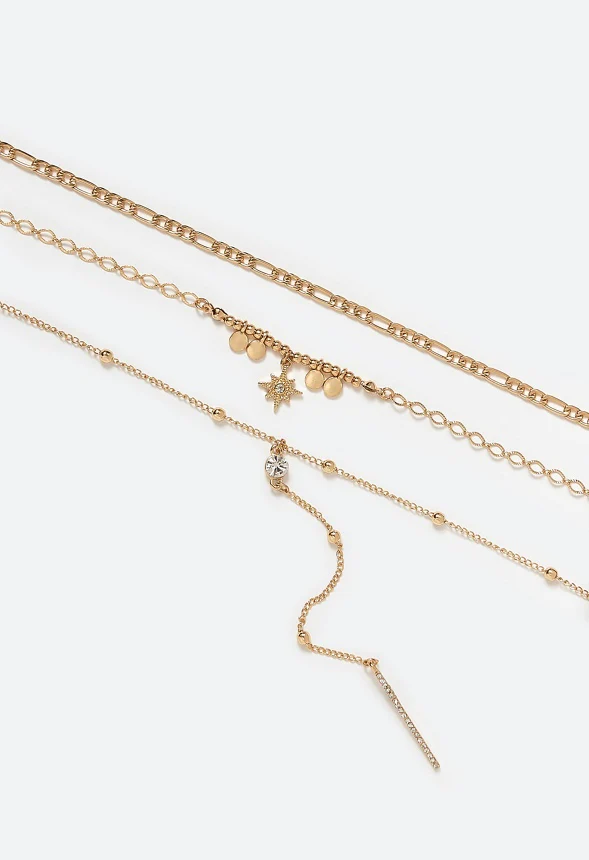 3-Rows Tess Layered Necklace With Celestial Charms - Image 2