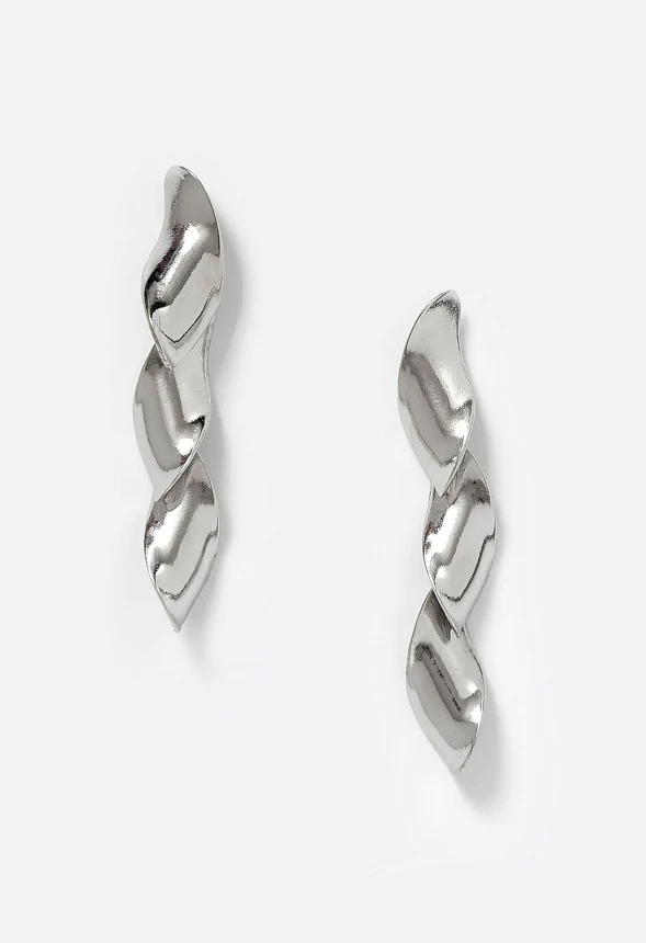 3-Tiered Via Fluid Metal Drops Earrings - Image 2