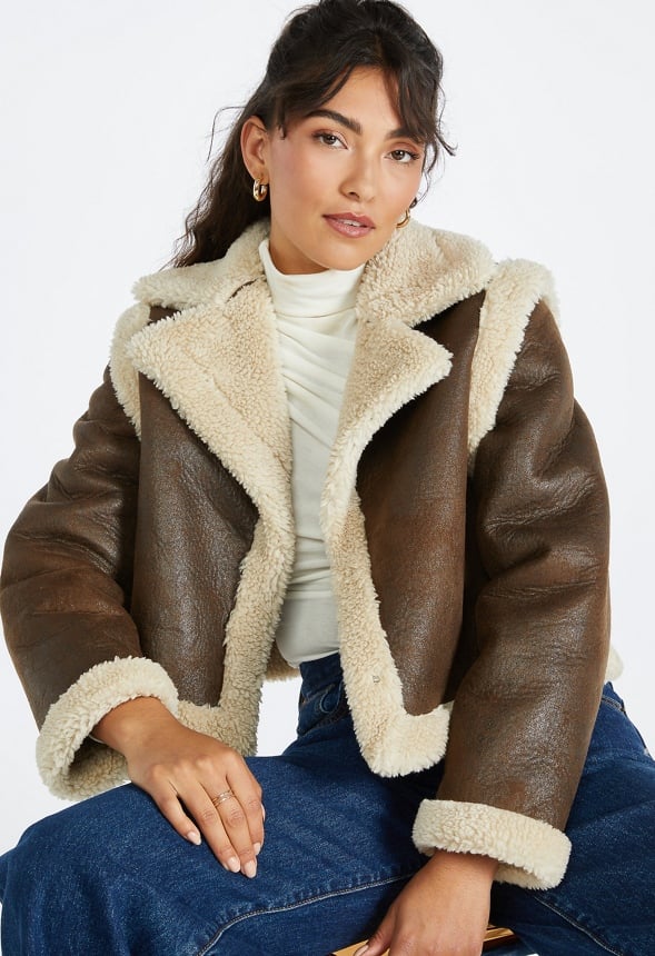 4 In 1 Shearling Faux Leather Long Coat - Image 3