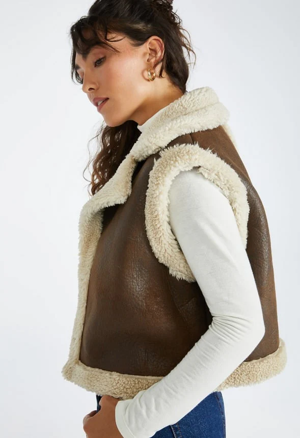 4 In 1 Shearling Faux Leather Long Coat - Image 4