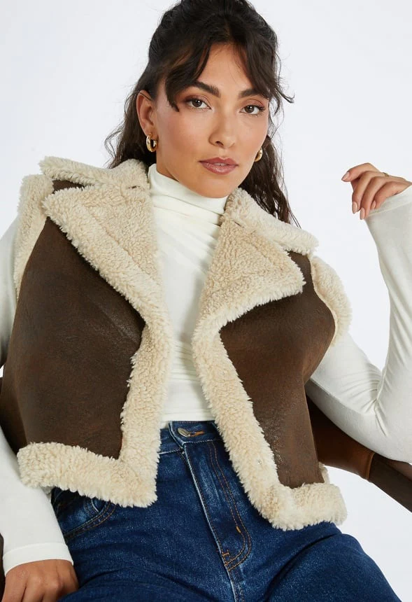 4 In 1 Shearling Faux Leather Long Coat - Image 6
