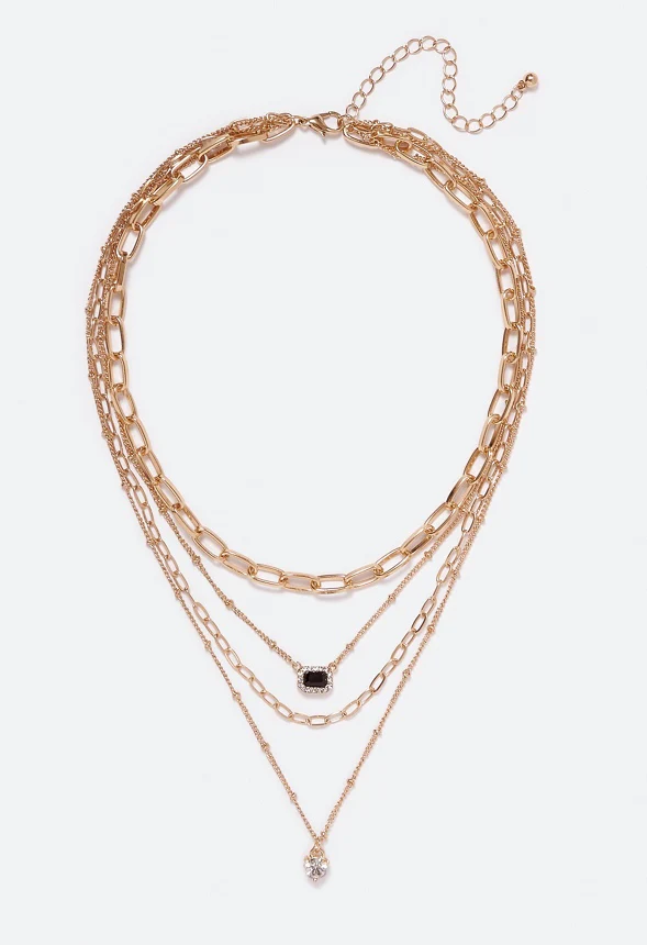 4-Rows Kairi Glass Stones Layer Necklace
