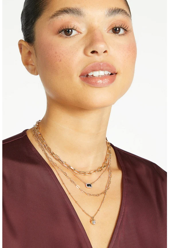 4-Rows Kairi Glass Stones Layer Necklace - Image 2
