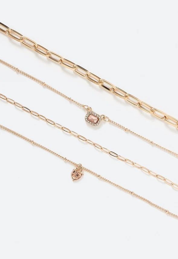 4-Rows Kia Glass Stones Layered Necklace - Image 3