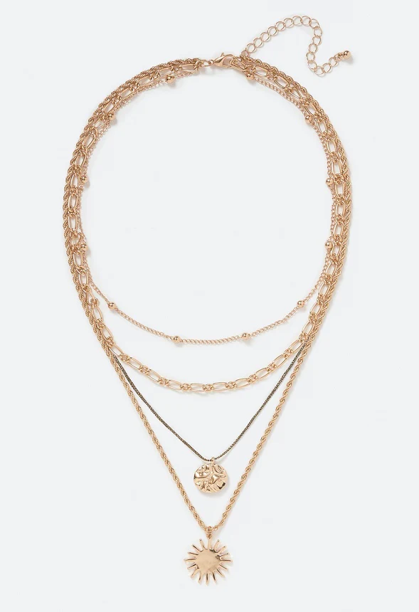 4-Rows Sky Fine Layer Neclace with Sun Charm - Image 2