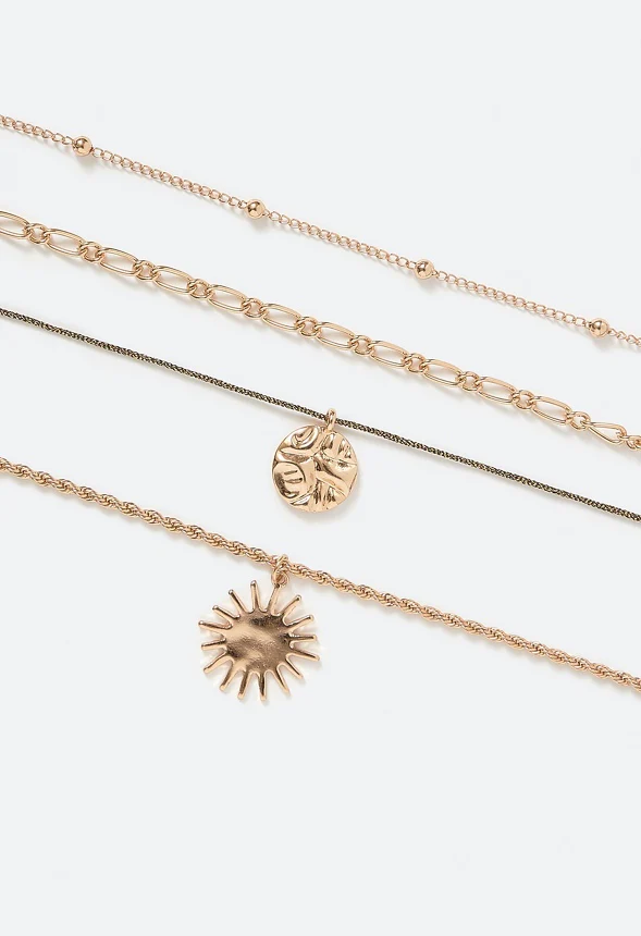 4-Rows Sky Fine Layer Neclace with Sun Charm - Image 3