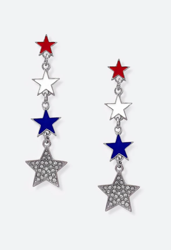 4th Of July Fawn Gradient Stars Dangle Earrings - Image 2