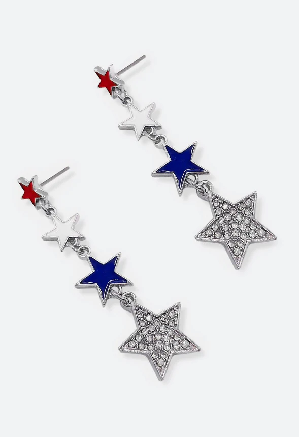 4th Of July Fawn Gradient Stars Dangle Earrings - Image 3