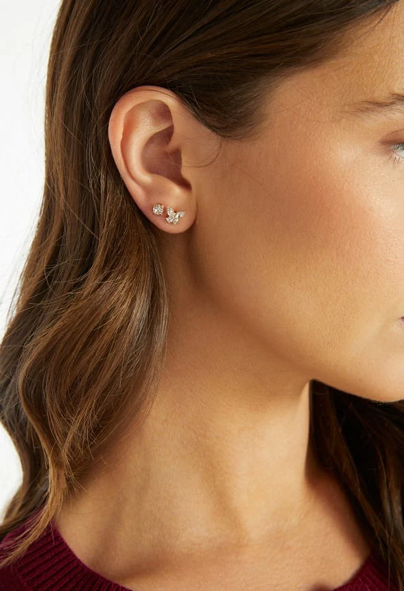 6-Pair Mave Glass Stones Mix Stud Earrings Pack - Image 2