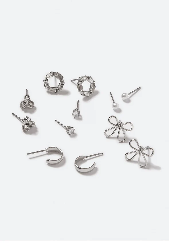 6-Pair Pack Aya Cubic Zirconia Stud Earrings - Image 3