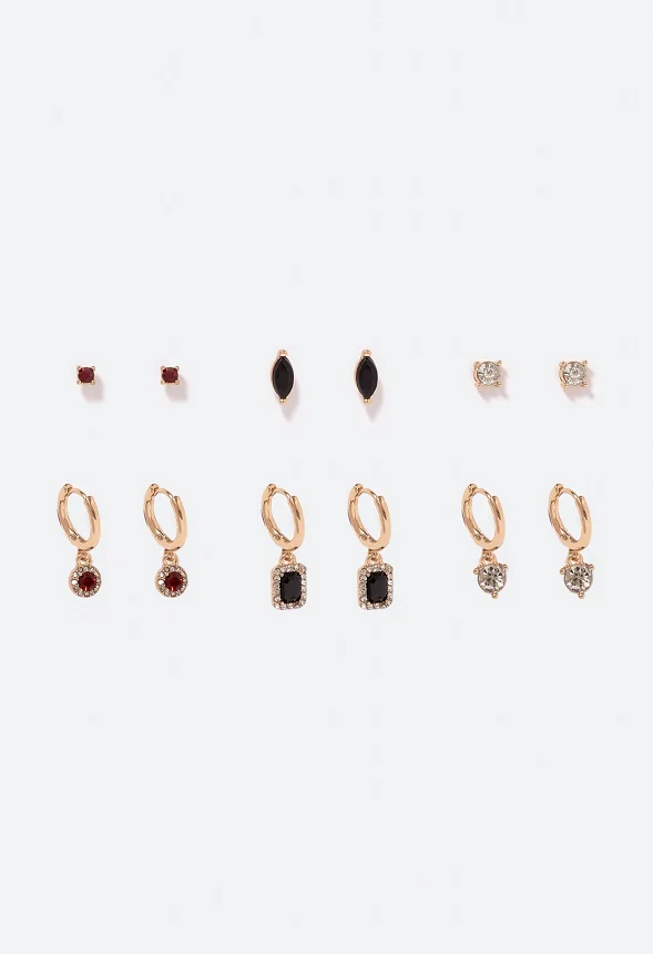 6-Pair Pack Gwen Glass Stones Mix Earrings